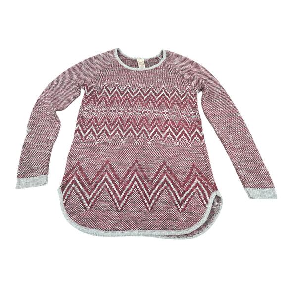 Faded Glory Sweaters - Faded Glory Burgundy Aztec Chevron Marled Knit Longline Sweater Women’s M 2010's